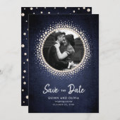 Denim und Perlen Foto Einladung (Vorne/Hinten)