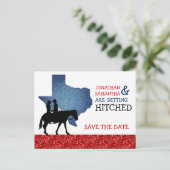 Denim und Red Bandana Texas Save the Date Postkarte (Stehend Vorderseite)