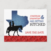 Denim und Red Bandana Texas Save the Date Postkarte (Vorderseite)