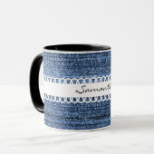 Denim und Ribbon Design Coffee Tasse (Vorderseite Links)