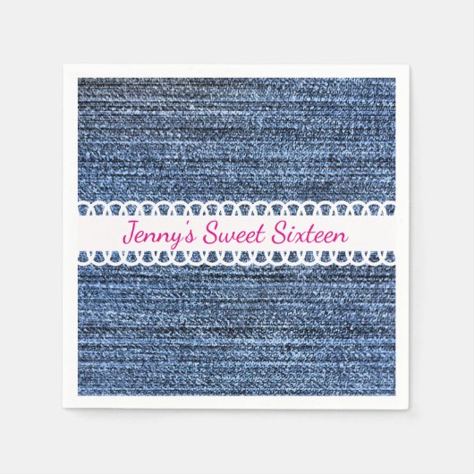 Denim und Ribbon Design Paper Napkins Serviette (Vorderseite)