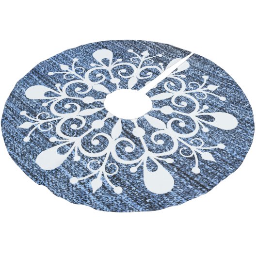 Denim und Snowflake Design Treppenhaus Polyester Weihnachtsbaumdecke (Schrägansicht)