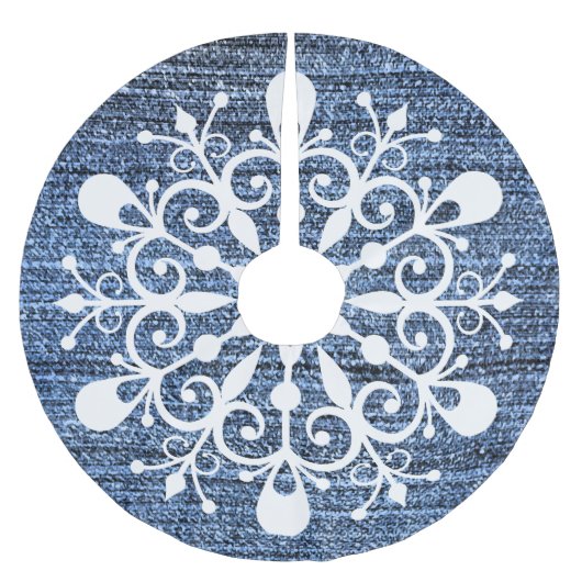 Denim und Snowflake Design Treppenhaus Polyester Weihnachtsbaumdecke (Vorderseite)