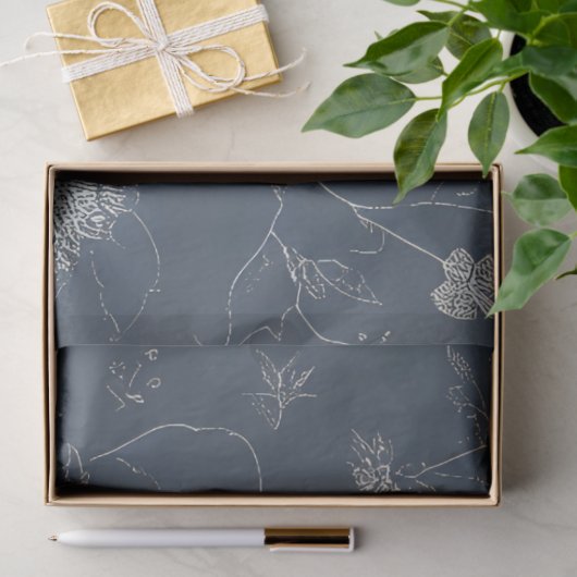 Denim und White Tiny Blume Decoupage Seidenpapier (Geschenk)