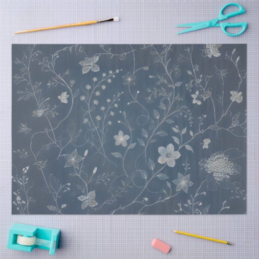 Denim und White Tiny Blume Decoupage Seidenpapier (Basteln)