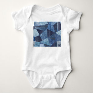 Denim Urban: Distressed Streifen-Patchwork. Baby Strampler