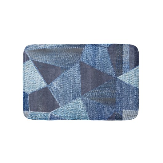 Denim Urban: Distressed Streifen-Patchwork. Badematte (Vorderseite)