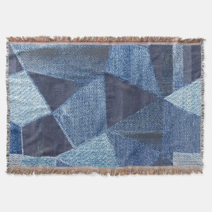 Denim Urban: Distressed Streifen-Patchwork. Decke
