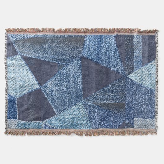 Denim Urban: Distressed Streifen-Patchwork. Decke (Vorderseite)