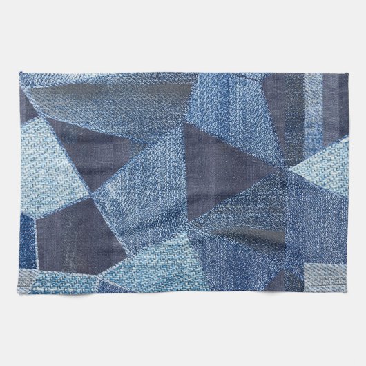 Denim Urban: Distressed Streifen-Patchwork. Geschirrtuch (Horizontal)