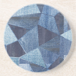 Denim Urban: Distressed Streifen-Patchwork. Getränkeuntersetzer