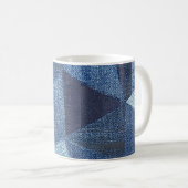 Denim Urban: Distressed Streifen-Patchwork. Kaffeetasse (VorderseiteRechts)