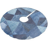 Denim Urban: Distressed Streifen-Patchwork. Polyester Weihnachtsbaumdecke (Schrägansicht)