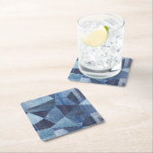 Denim Urban: Distressed Streifen-Patchwork. Rechteckiger Pappuntersetzer (Vor Ort)