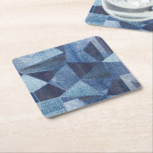 Denim Urban: Distressed Streifen-Patchwork. Rechteckiger Pappuntersetzer (angewinkelt)