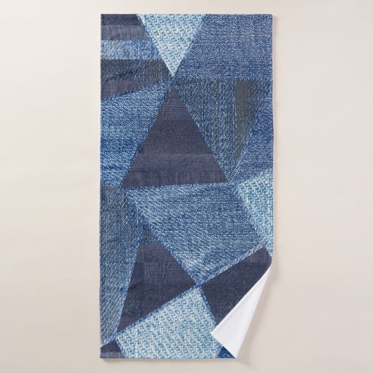 Denim Urban: Distressed Striped Patchwork. Badehandtuch (Badehandtuch)