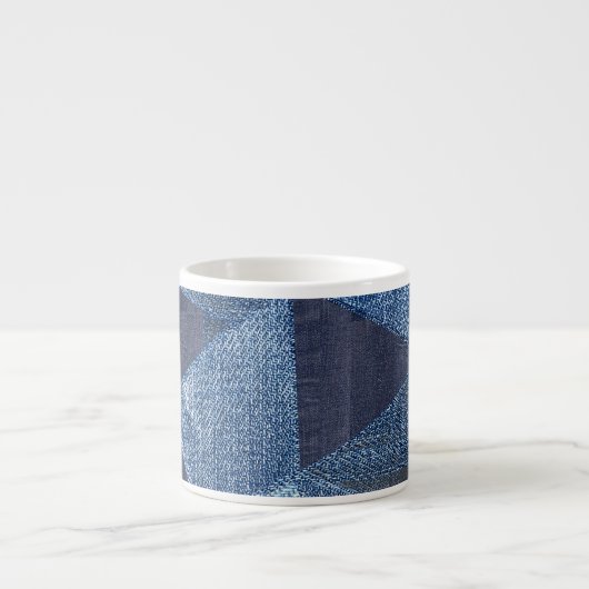 Denim Urban: Distressed Striped Patchwork. Espressotasse (Vorderseite)