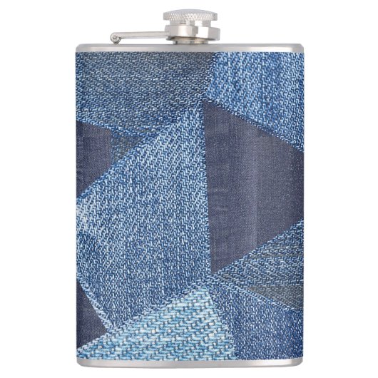 Denim Urban: Distressed Striped Patchwork. Flachmann (Vorderseite)