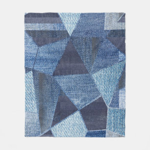 Denim Urban: Distressed Striped Patchwork. Fleecedecke