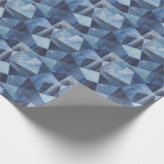 Denim Urban: Distressed Striped Patchwork. Geschenkpapier (Ecke)