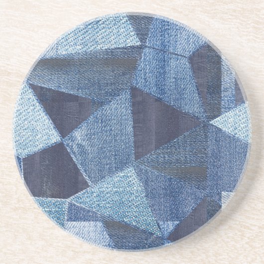 Denim Urban: Distressed Striped Patchwork. Getränkeuntersetzer (Vorne)