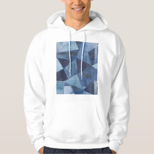 Denim Urban: Distressed Striped Patchwork. Hoodie