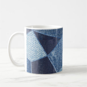 Denim Urban: Distressed Striped Patchwork. Kaffeetasse