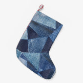 Denim Urban: Distressed Striped Patchwork. Kleiner Weihnachtsstrumpf (Vorderansicht (hängend))