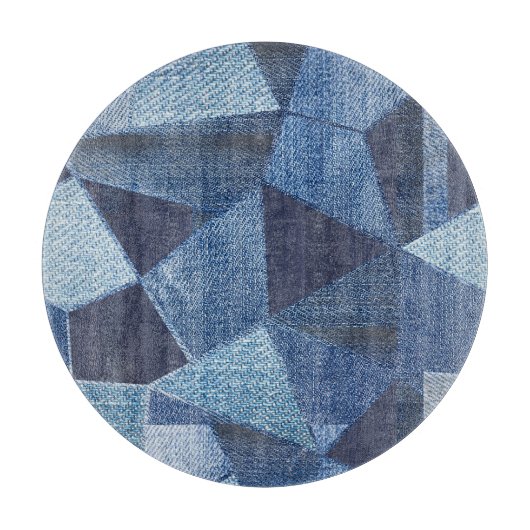 Denim Urban: Distressed Striped Patchwork. Schneidebrett (Vorderseite)