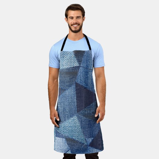 Denim Urban: Distressed Striped Patchwork. Schürze (Getragen)