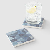 Denim Urban: Distressed Striped Patchwork. Steinuntersetzer (Seitenansicht)