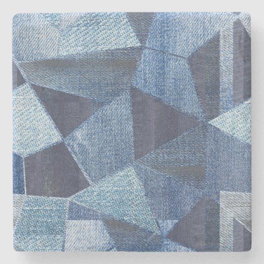 Denim Urban: Distressed Striped Patchwork. Steinuntersetzer (Vorderseite)