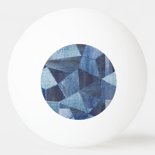 Denim Urban: Distressed Striped Patchwork. Tischtennisball (Vorderseite)