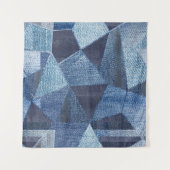 Denim Urban: Distressed Striped Patchwork. Wandteppich (Vorderseite (Horizontal))