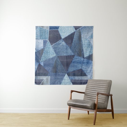 Denim Urban: Distressed Striped Patchwork. Wandteppich (Beispiel (Horizontal))