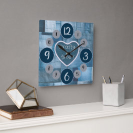 Denim Wanduhr für Nähliebhaber