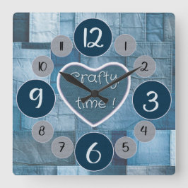 Denim Wanduhr für Nähliebhaber