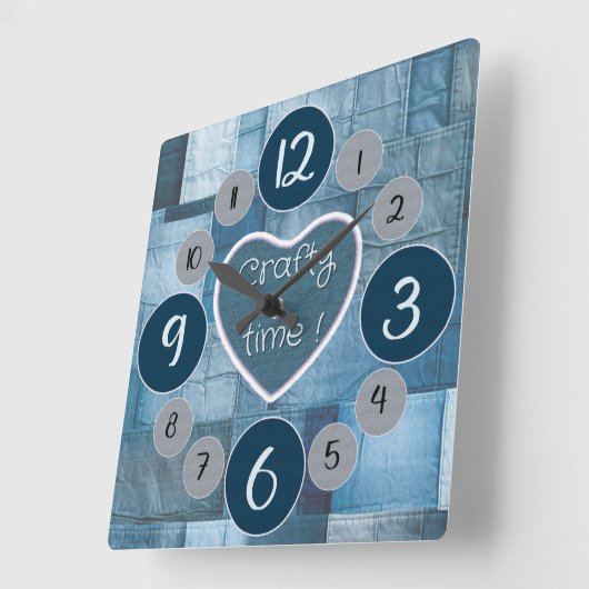 Denim Wanduhr für Nähliebhaber (Winkel)