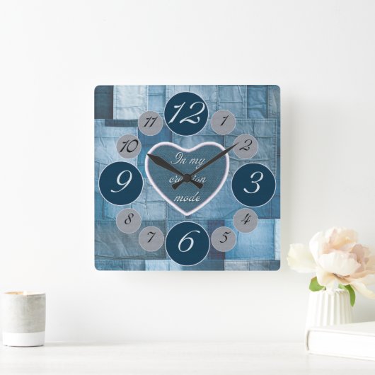 Denim Wanduhr für Nähliebhaber (Zuhause)
