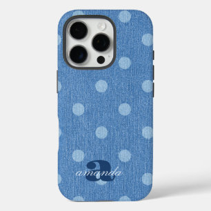 Denim Washed Polka Dot iPhone 16 Pro Hülle