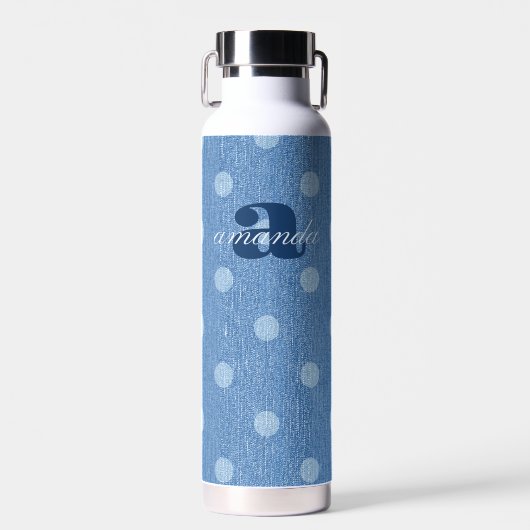 Denim Washed Polka Dot Trinkflasche (Vorne)