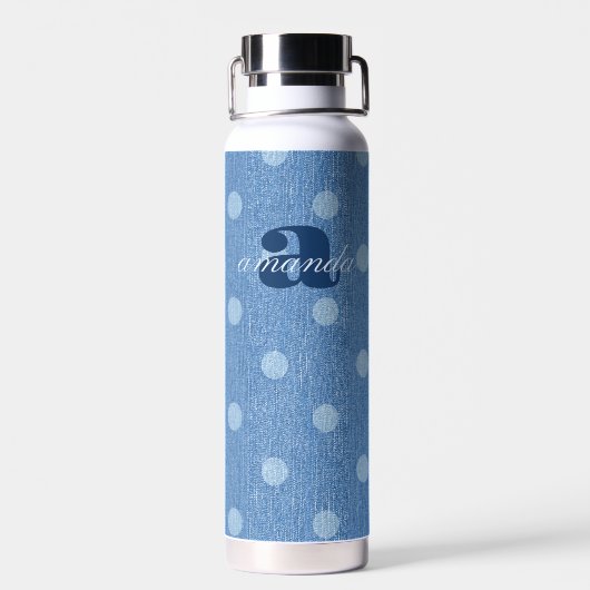 Denim Washed Polka Dot Trinkflasche (Rückseite)