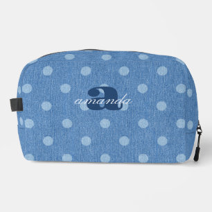 Denim Washed Polka Dot Waschbeutel