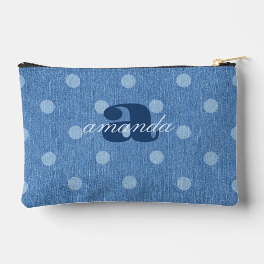 Denim Washed Polka Dot Zubehörtasche (Rückseite)