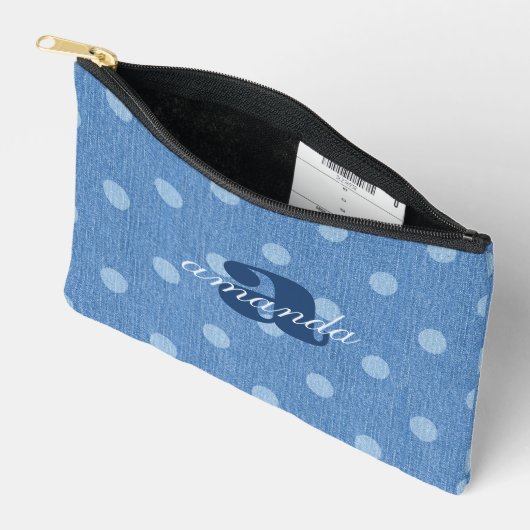 Denim Washed Polka Dot Zubehörtasche (Offen)