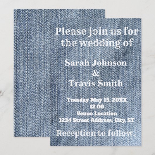 Denim Wedding Einladung (Vorne/Hinten)