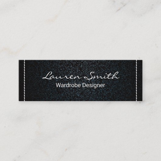 Denim | Weiße Stickerei Mini Visitenkarte (Vorderseite)