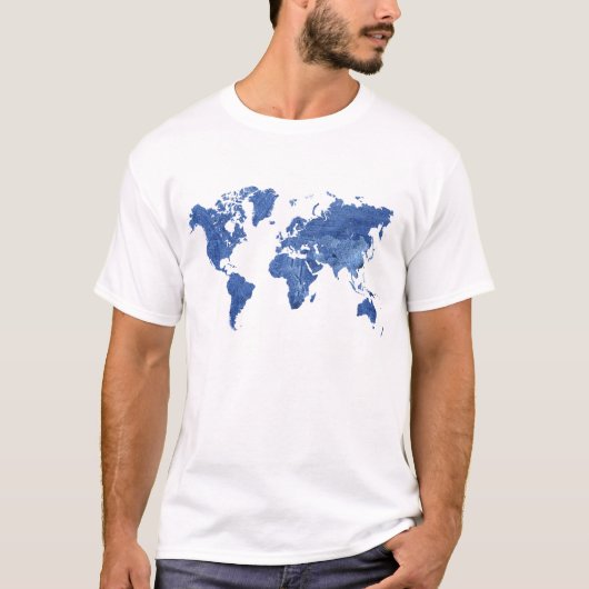 Denim-Weltkarte T-Shirt (Vorderseite)