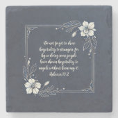 Denim White Flora Anpassbare Verse Steinuntersetzer (Vorderseite)