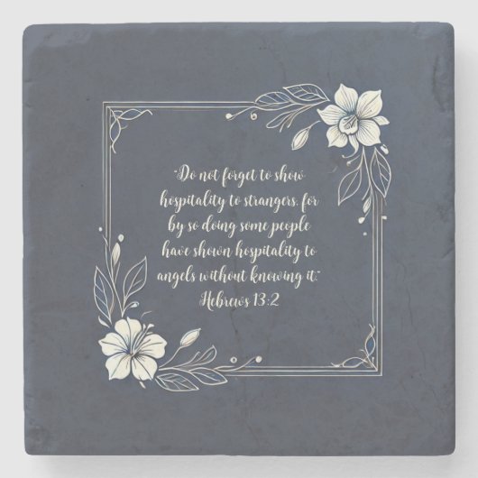 Denim White Flora Anpassbare Verse Steinuntersetzer (Vorderseite)